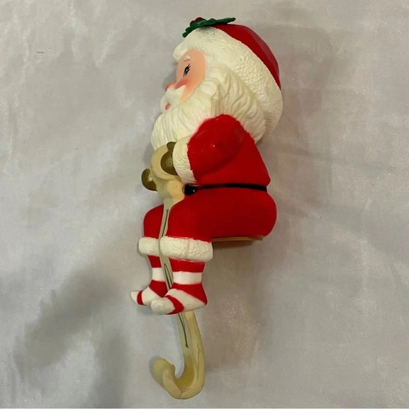 Vintage Russ Christmas Stocking Hanger Santa Claus with Striped Socks Joy - Picture 6 of 15